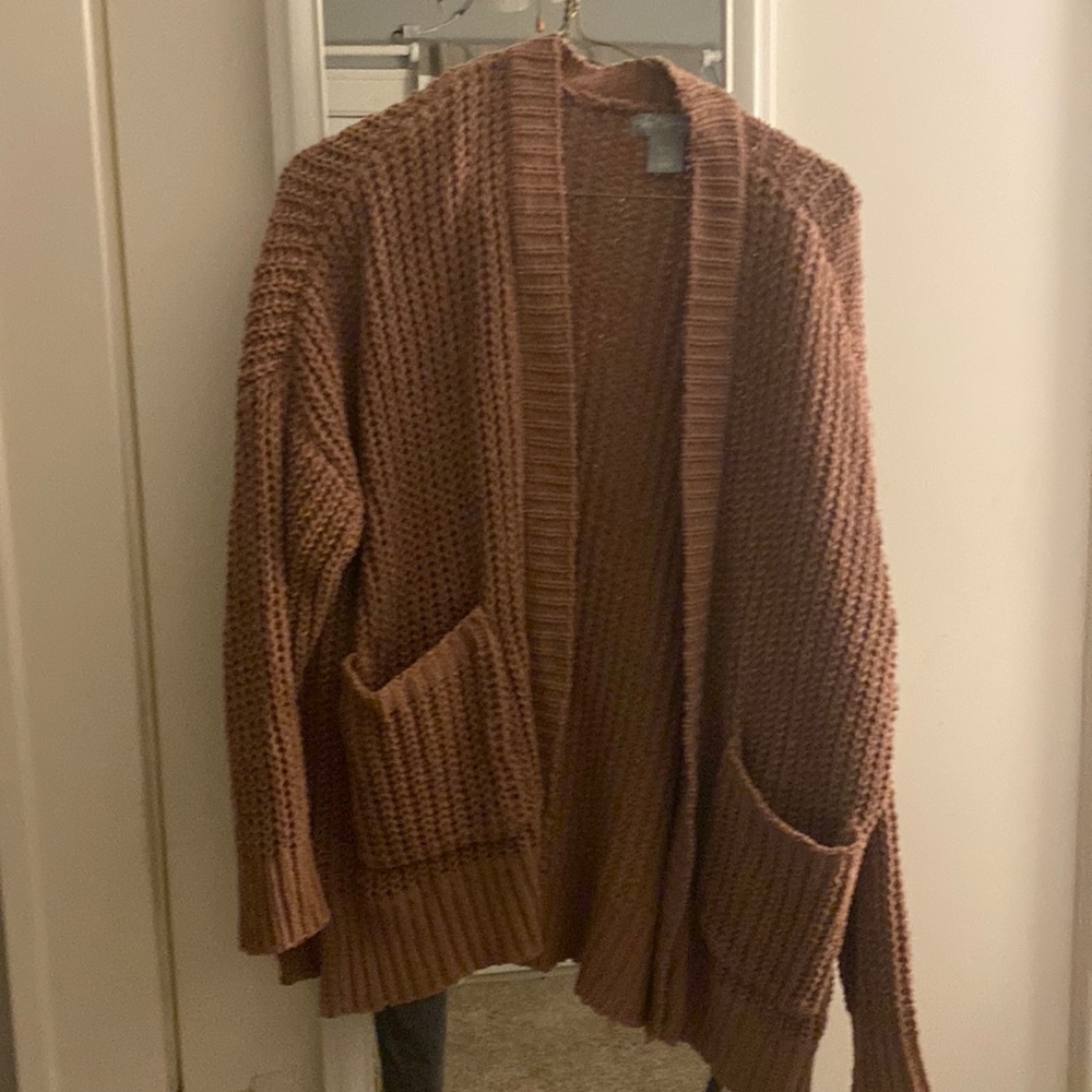 brown knit cardigan